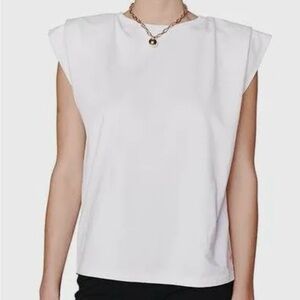 Anine Bing white 100% cotton structured t-shirt. Size L